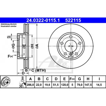 Jeu de 2 disques de frein avant ATE 24.0322-0115.1