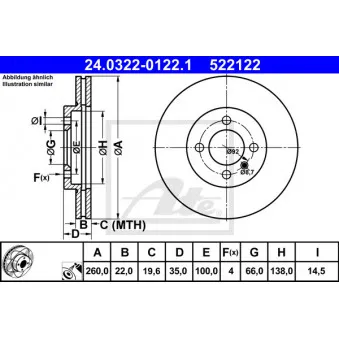 Jeu de 2 disques de frein avant ATE 24.0322-0122.1