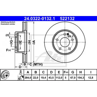 Jeu de 2 disques de frein avant ATE 24.0322-0132.1