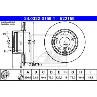 Jeu de 2 disques de frein avant ATE 24.0322-0159.1