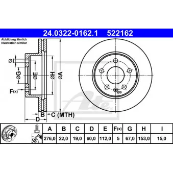 Jeu de 2 disques de frein avant ATE 24.0322-0162.1