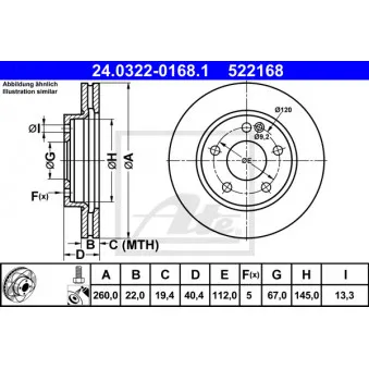 Jeu de 2 disques de frein avant ATE 24.0322-0168.1