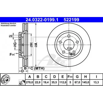 Jeu de 2 disques de frein avant ATE 24.0322-0199.1