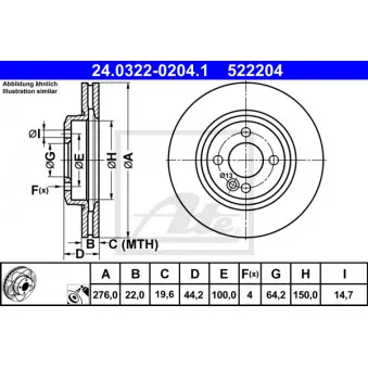 Jeu de 2 disques de frein avant ATE 24.0322-0204.1