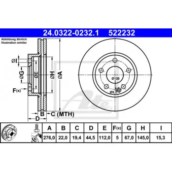 Jeu de 2 disques de frein avant ATE 24.0322-0232.1