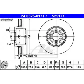 Jeu de 2 disques de frein avant ATE 24.0325-0171.1