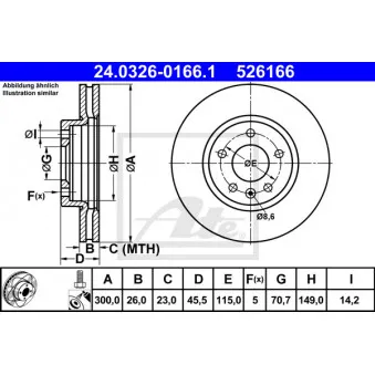 Jeu de 2 disques de frein avant ATE 24.0326-0166.1