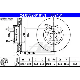 Jeu de 2 disques de frein avant ATE 24.0332-0101.1