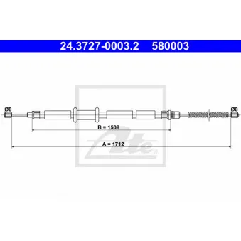 Tirette à câble, frein de stationnement ATE 24.3727-0003.2