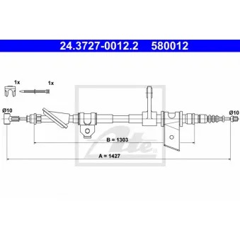 Tirette à câble, frein de stationnement ATE 24.3727-0012.2
