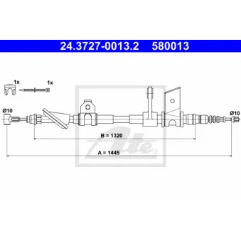 Tirette à câble, frein de stationnement ATE 24.3727-0013.2
