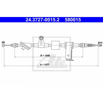Tirette à câble, frein de stationnement ATE 24.3727-0015.2