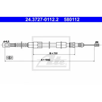 Tirette à câble, frein de stationnement ATE 24.3727-0112.2