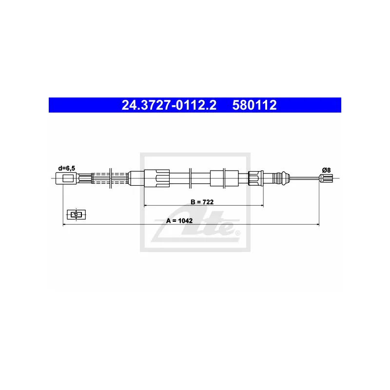 Tirette à câble, frein de stationnement ATE 24.3727-0112.2