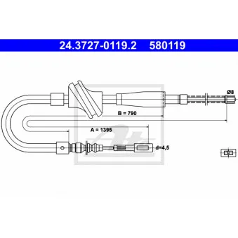 Tirette à câble, frein de stationnement ATE 24.3727-0119.2