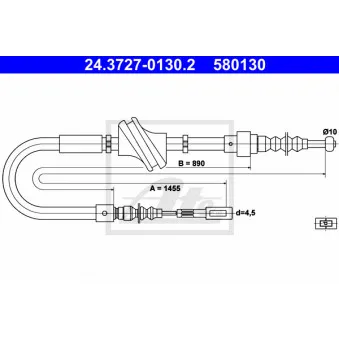 Tirette à câble, frein de stationnement ATE 24.3727-0130.2