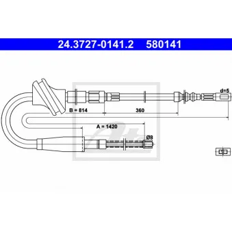 Tirette à câble, frein de stationnement ATE 24.3727-0141.2