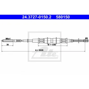 Tirette à câble, frein de stationnement ATE 24.3727-0150.2