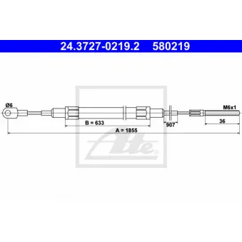 Tirette à câble, frein de stationnement ATE 24.3727-0219.2