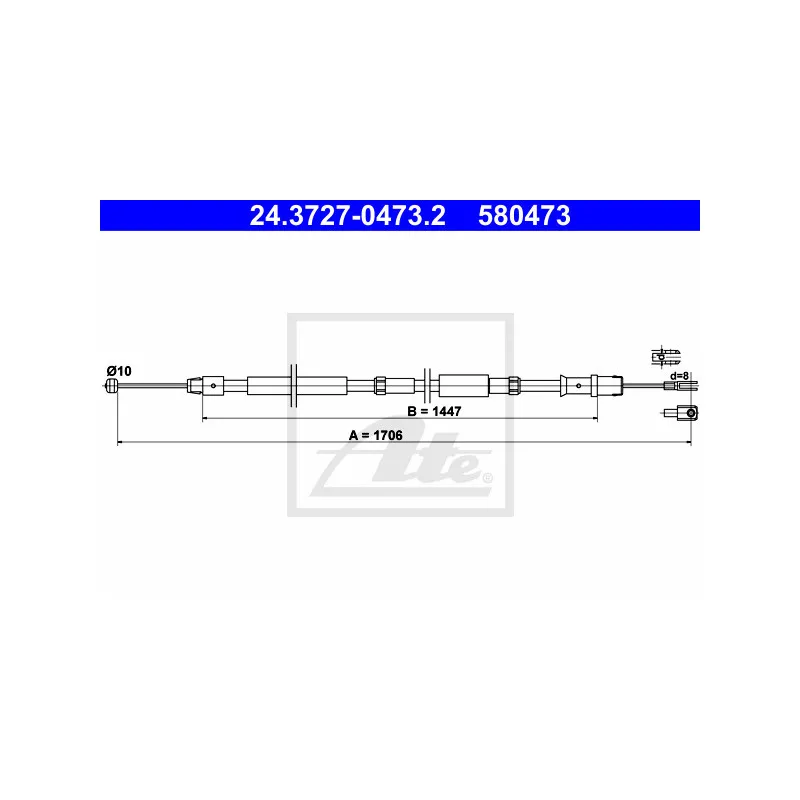 Tirette à câble, frein de stationnement ATE 24.3727-0473.2