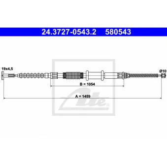 Tirette à câble, frein de stationnement ATE 24.3727-0543.2