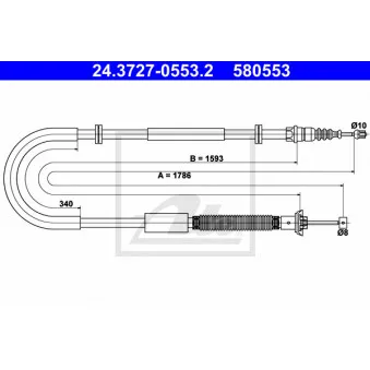 Tirette à câble, frein de stationnement ATE 24.3727-0553.2