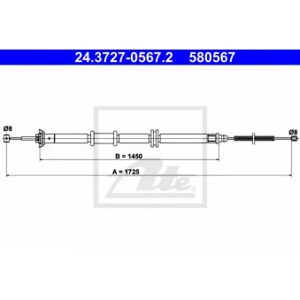 Tirette à câble, frein de stationnement ATE 24.3727-0567.2