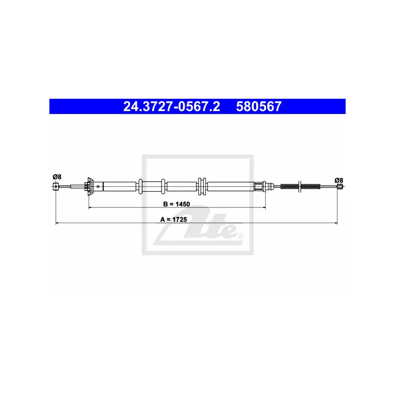 Tirette à câble, frein de stationnement ATE 24.3727-0567.2