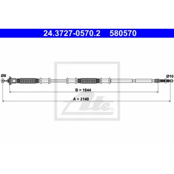 Tirette à câble, frein de stationnement ATE 24.3727-0570.2