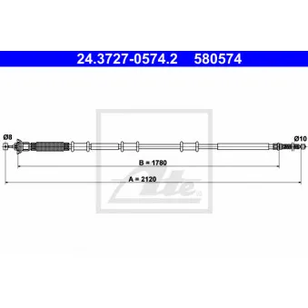 Tirette à câble, frein de stationnement ATE 24.3727-0574.2