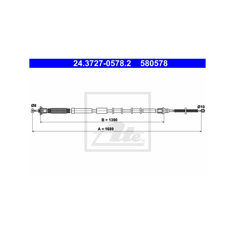 Tirette à câble, frein de stationnement ATE 24.3727-0578.2