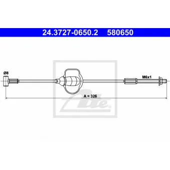 Tirette à câble, frein de stationnement ATE 24.3727-0650.2