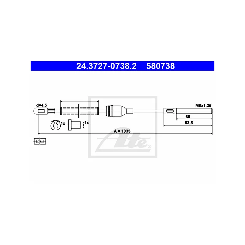 Tirette à câble, frein de stationnement ATE 24.3727-0738.2