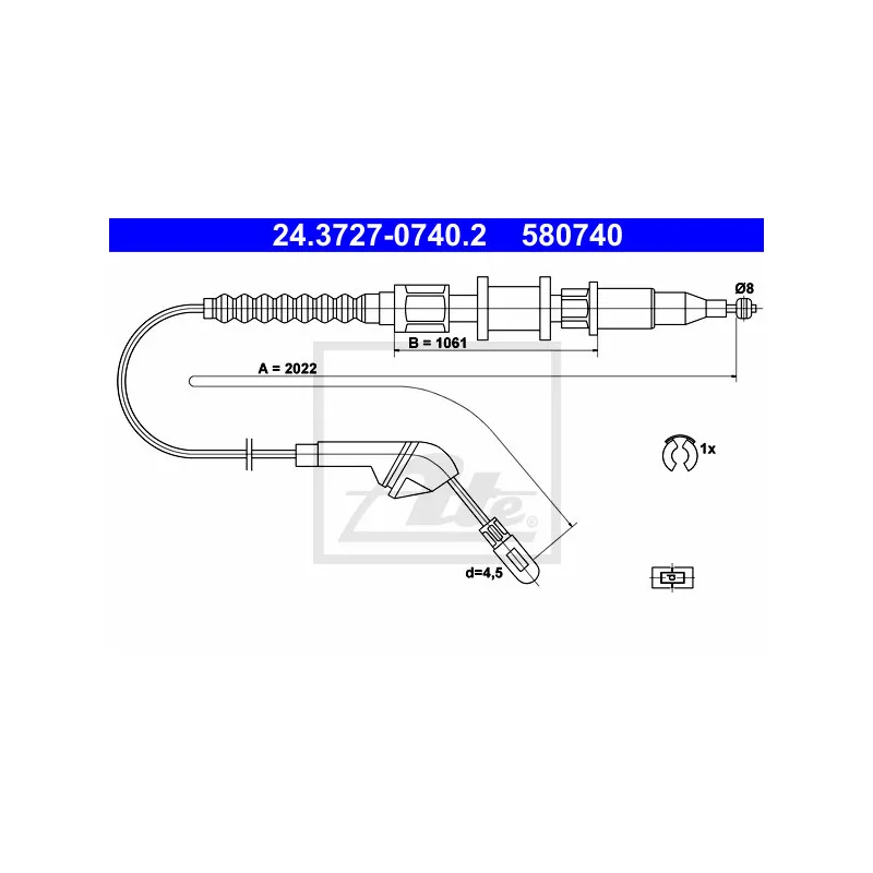 Tirette à câble, frein de stationnement ATE 24.3727-0740.2