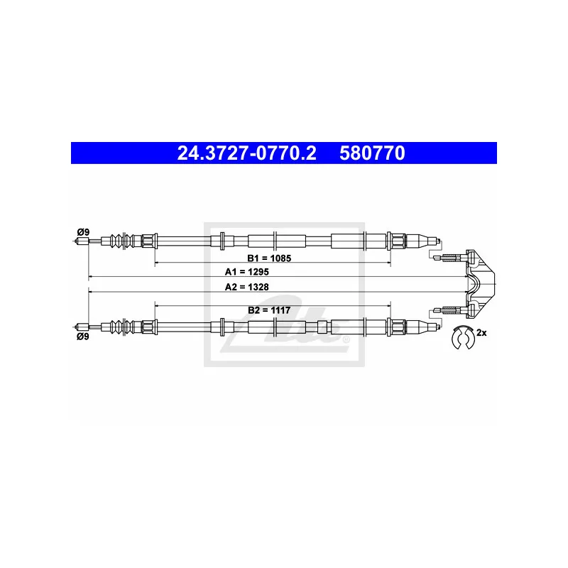 Tirette à câble, frein de stationnement ATE 24.3727-0770.2