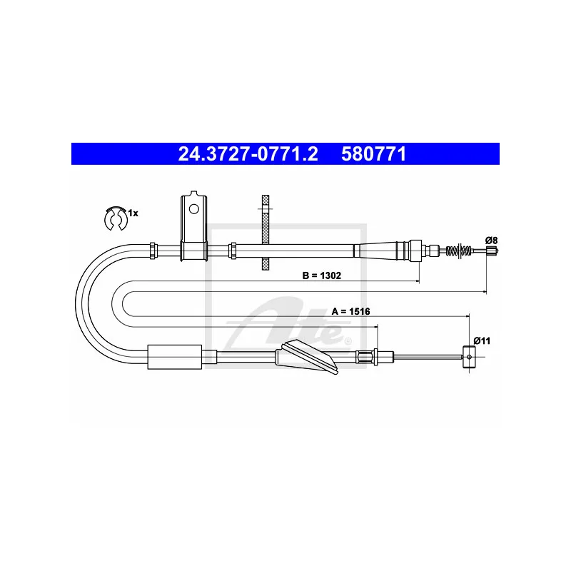 Tirette à câble, frein de stationnement ATE 24.3727-0771.2