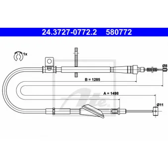 Tirette à câble, frein de stationnement ATE 24.3727-0772.2