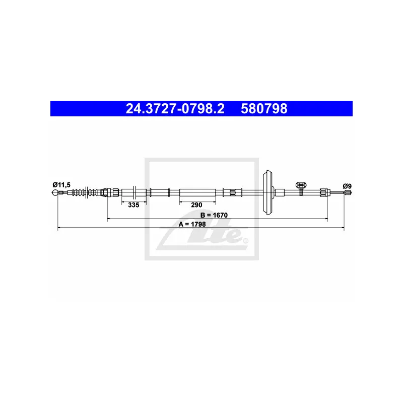 Tirette à câble, frein de stationnement ATE 24.3727-0798.2
