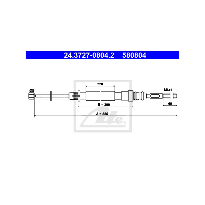Tirette à câble, frein de stationnement ATE 24.3727-0804.2