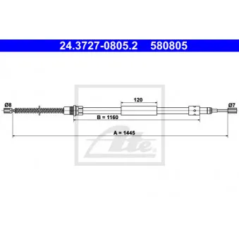 Tirette à câble, frein de stationnement ATE 24.3727-0805.2