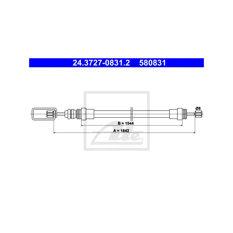 Tirette à câble, frein de stationnement ATE 24.3727-0831.2