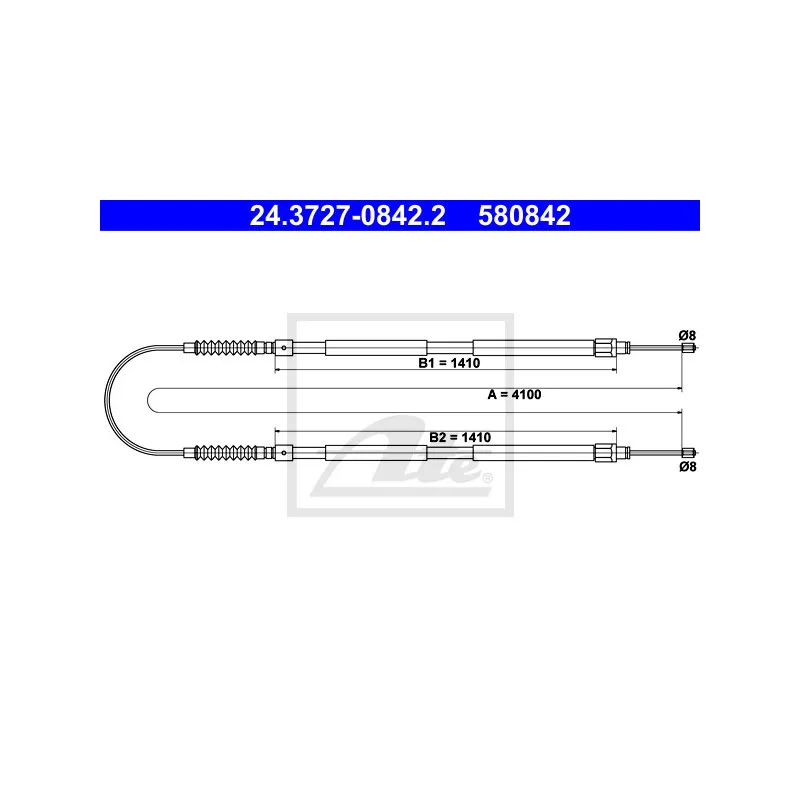 Tirette à câble, frein de stationnement ATE 24.3727-0842.2