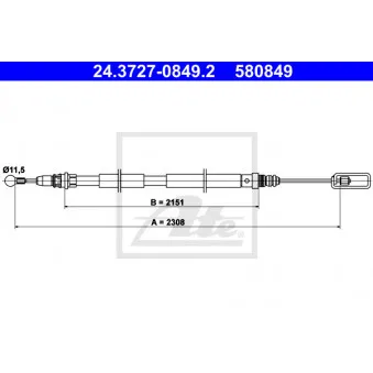 Tirette à câble, frein de stationnement ATE 24.3727-0849.2