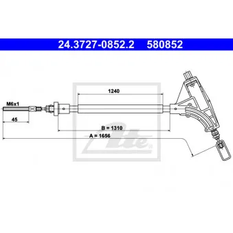 Tirette à câble, frein de stationnement ATE 24.3727-0852.2