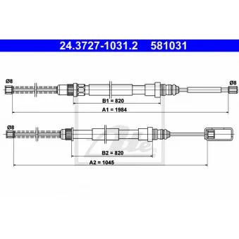 Tirette à câble, frein de stationnement ATE 24.3727-1031.2