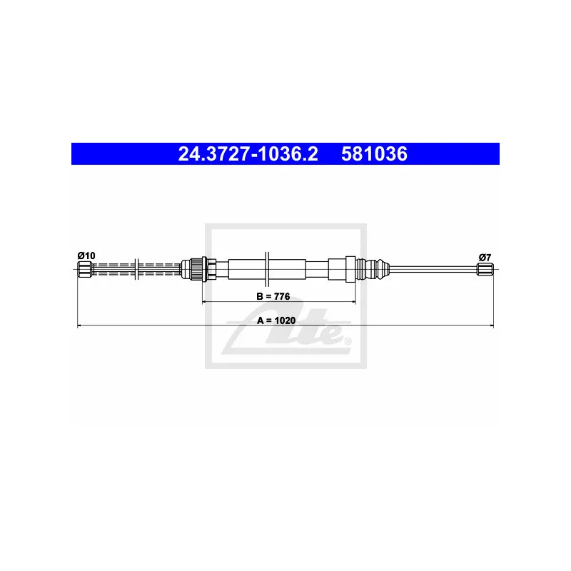 Tirette à câble, frein de stationnement ATE 24.3727-1036.2