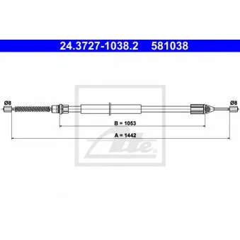 Tirette à câble, frein de stationnement ATE 24.3727-1038.2