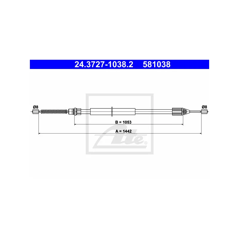 Tirette à câble, frein de stationnement ATE 24.3727-1038.2