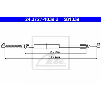 Tirette à câble, frein de stationnement ATE 24.3727-1039.2