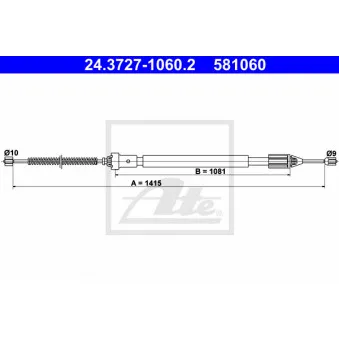 Tirette à câble, frein de stationnement ATE 24.3727-1060.2